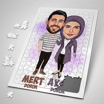 Sonsuza Dek Seninle Sevgilim Karikatürlü Puzzle - 1