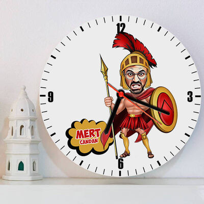 Spartalı Asker Karikatürlü Duvar Saati - 1