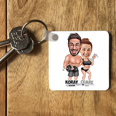 Sporcu Çiftler Karikatürlü Anahtarlık - 1