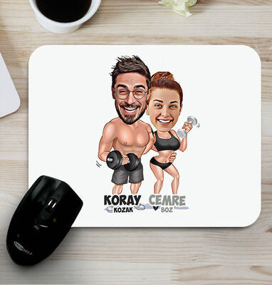 Sporcu Çiftler Karikatürlü Mouse Pad - 1