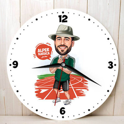 Sporcu Karizmatik Erkek Karikatürlü Duvar Saati - 1