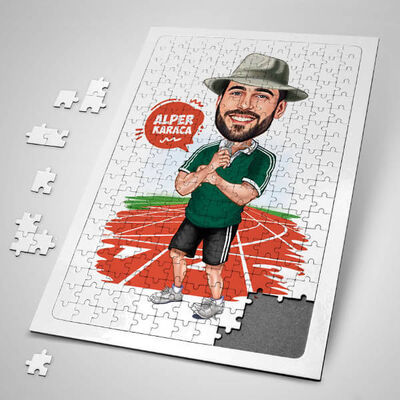 Sporcu Karizmatik Erkek Karikatürlü Puzzle - 1