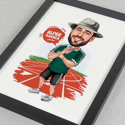 Sporcu Karizmatik Erkek Karikatürlü Resim Çerçevesi - 1