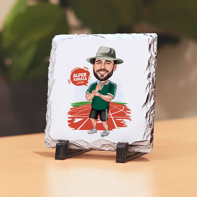 Sporcu Karizmatik Erkek Karikatürlü Taş Baskı - 1