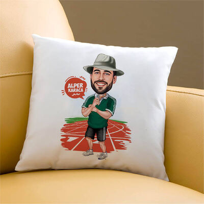 Sporcu Karizmatik Erkek Karikatürlü Yastık - 1