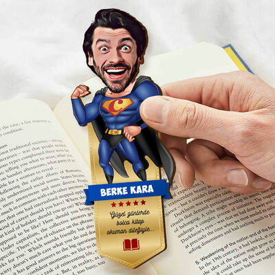 Süper Adam Karikatürlü Kitap Okuma Ayracı - 1