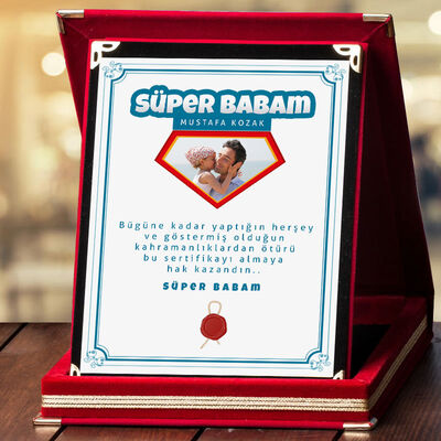 Süper Babam Fotoğraflı Plaket - 1