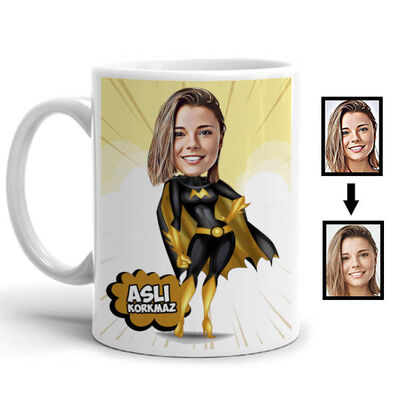 Super Girl Karikatürlü Kupa Bardak - 1