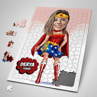 Super Girl Karikatürlü Puzzle - 1