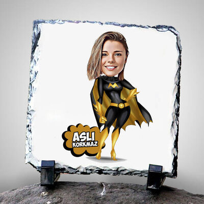 Super Girl Karikatürlü Taş Baskı - 1