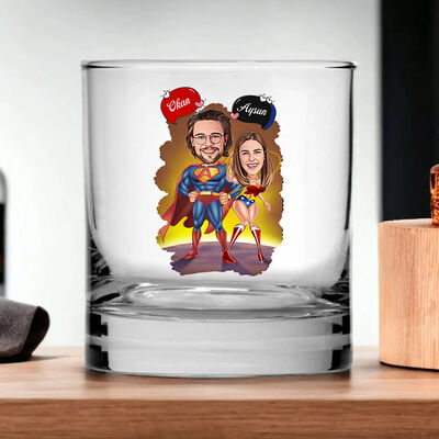 Süper Güçleri Olan Çiftler Karikatürlü Viski Kadehi - 3