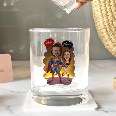 Süper Güçleri Olan Çiftler Karikatürlü Viski Kadehi - 1