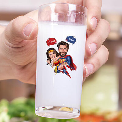 Süper Kahraman Çift Karikatürlü İkili Rakı Bardağı Seti - 3