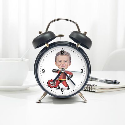 Süper Kahraman Çocuk Karikatürlü Çalar Saat - 1