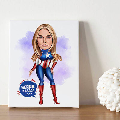 Süper Kahraman Kadın Karikatürlü Tablo - 1
