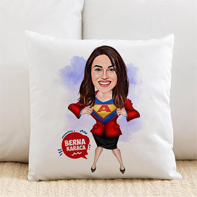 Süper Kahraman Kadın Karikatürlü Yastık - 1