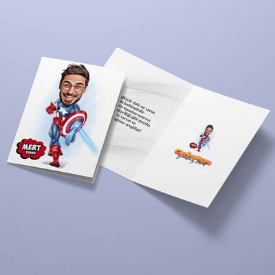 Süper Kahraman Karakteri Karikatürlü Tebrik Kartı - 3