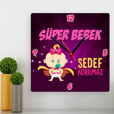 Süper Kız Bebek Duvar Saati - 1