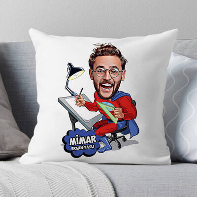 Süper Mimar Karikatürlü Yastık - 1