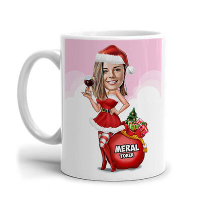 Süper Noel Kız Karikatürlü Kupa Bardak - 1