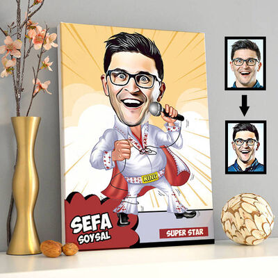 Süper Star Karikatürlü Kanvas Tablo - 1