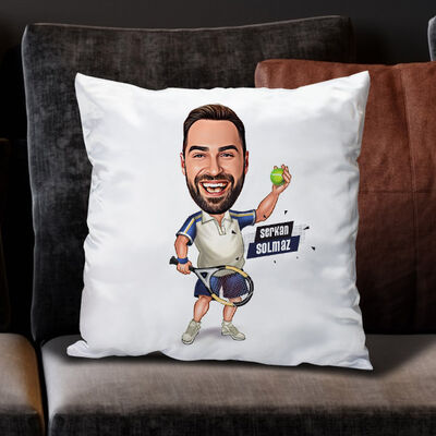 Süper Tenisçi Erkek Karikatürlü Yastık - 1