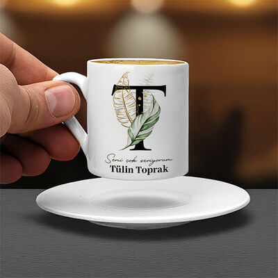 T Harfli Kişiye Özel Kahve Fincanı - 1