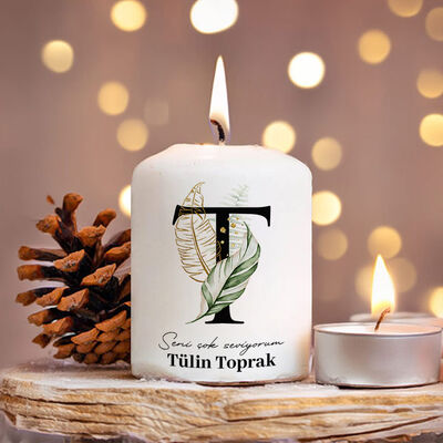 T Harfli Kişiye Özel Mum - 1