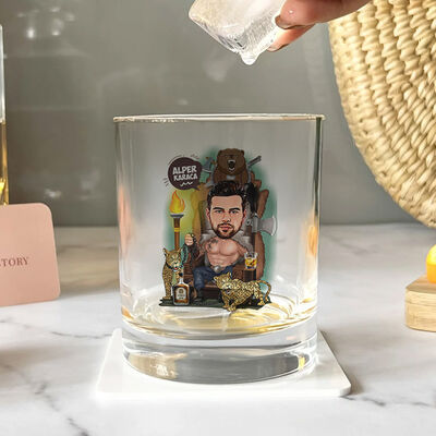 Tahtaki Kral Karikatürlü Viski Bardağı - 2