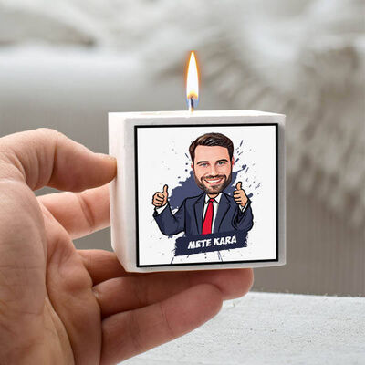 Takım Elbiseli Erkek Karikatürlü Beton Mum - 1