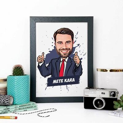 Takım Elbiseli Erkek Karikatürlü Çerçeve - 1