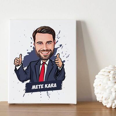 Takım Elbiseli Erkek Karikatürlü Kanvas - 1