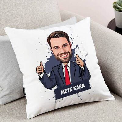 Takım Elbiseli Erkek Karikatürlü Yastık - 1