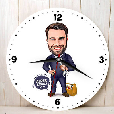 Tamir İşleri Seven Erkek Karikatürlü Duvar Saati - 1