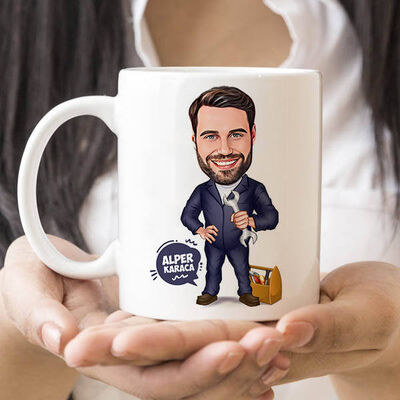 Tamir İşleri Seven Erkek Karikatürlü Kupa Bardak - 1