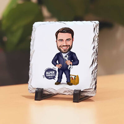 Tamir İşleri Seven Erkek Karikatürlü Taş Baskı - 1