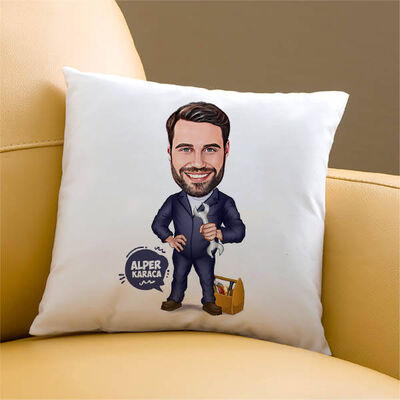 Tamir İşleri Seven Erkek Karikatürlü Yastık - 1