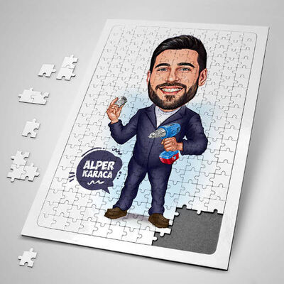 Tamirci Erkek Karikatürlü Puzzle - 1