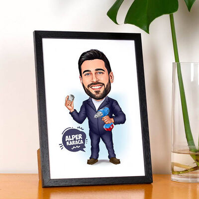 Tamirci Erkek Karikatürlü Resim Çerçevesi - 1