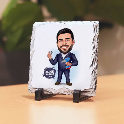 Tamirci Erkek Karikatürlü Taş Baskı - 1