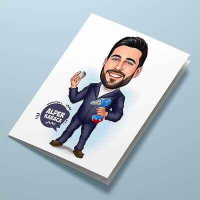 Tamirci Erkek Karikatürlü Tebrik Kartı - 1