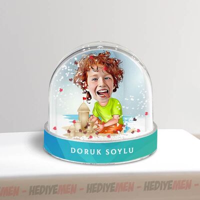 Tatildeki Çocuk Karikatürlü Kar Küresi - 2