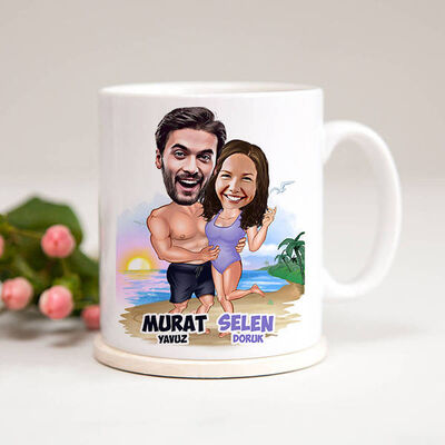 Tatildeyiz Karikatürlü Kupa Bardak - 1