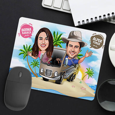 Tatile Çıkan Aşıklar Mousepad - 1
