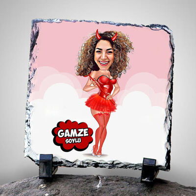 Tatlı Cadı Karikatürlü Dekoratif Taş - 1
