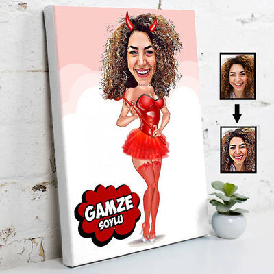 Tatlı Cadı Karikatürlü Kanvas Tablo - 1