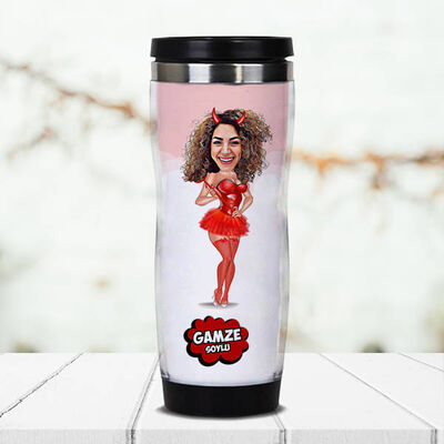 Tatlı Cadı Karikatürlü Termos Bardak - 1