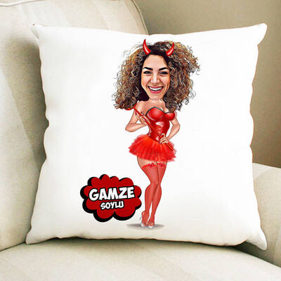 Tatlı Cadı Karikatürlü Yastık - 1