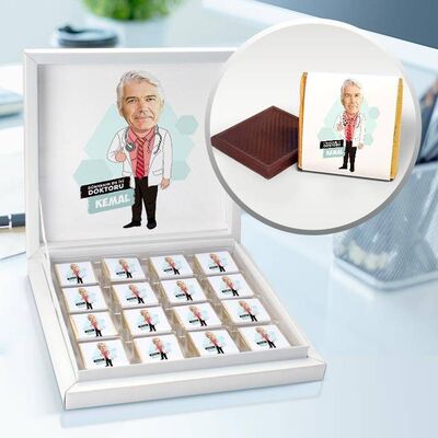 Tecrübeli Erkek Doktor Karikatürlü Çikolata Kutusu - 1