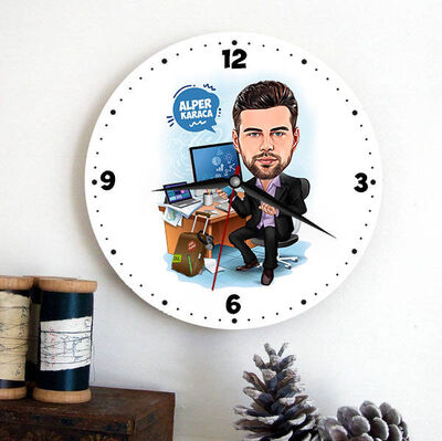 Teknolojik Erkek Karikatürlü Duvar Saati - 1